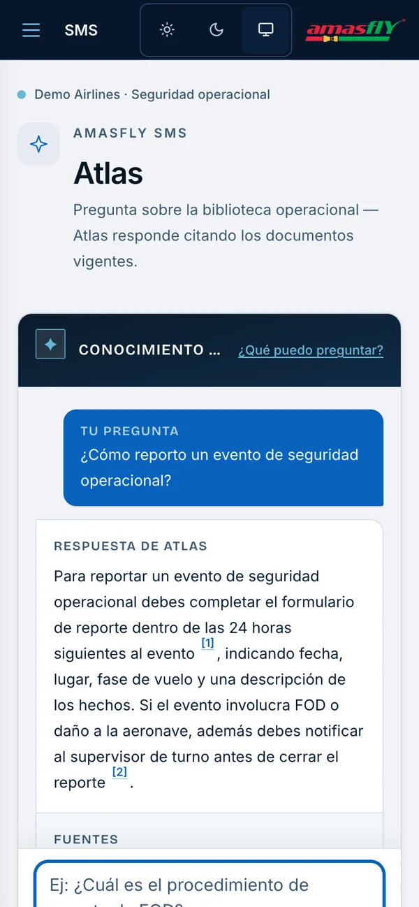 Atlas dentro del SMS en un teléfono: pregunta y respuesta citada.